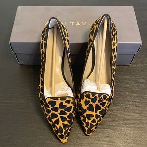 Ann Taylor Leopard Print Pointy Toe Calfhair Loafer